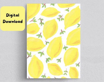 Printable Greeting Card Lemon PDF Download Printable A9 Card All Occasions Thank You Birthday Postcard