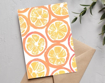 Printable A9 Greeting Card Hand-painted Orange Slice Printable Card for Birthday Thank You Anniversary All Occasions Card