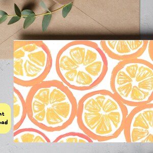 Druckbare Grußkarte Handbemalte Orangenscheiben A9 Größe Karte für Geburtstag Danke Jubiläum Alle Gelegenheit Kartenrohling
