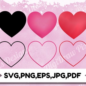 Paquete de deseo del corazón: Corazón SVG, Imágenes Prediseñadas, SVG de amor, Amor gráfico, Imágenes prediseñadas del corazón, Corazón sólido, SVG, PNG, EPS, JPG, PDF - Descarga digital