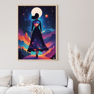 Ethereal Woman in Space |Cosmic Galaxy Wall Art |Supernova Starry Sky |Digital Art Print|AI Generated|AI Art| Digital Download|Printable Art