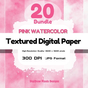20 Pink Watercolor Texture Papers | Digital Download| Pink Watercolor Background|Watercolor Texture Papers | Digital Paper |  Texture Papers