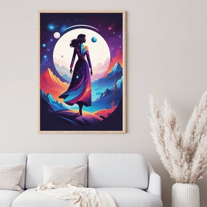 Mysterious Space Woma |Galaxy Supernova Art |Digital AI Print|Home Decor| Starry Sky Wall Art |Printable Art | Digital Art| Ai generated Art