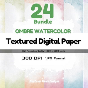 Ombre Watercolor Texture Papers| Digital Paper |  Instant Download | Pastel Watercolor | Scrapbook Print |Printable|Watercolor Texture Print