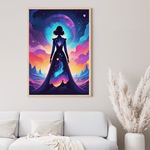 Ethereal Woman in a Mysterious |Space&Galaxy|Digital Download |Home Decor|Wall Art|Printable Art| Digital Art| Ai generated Art|Wall Art Ai