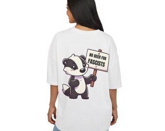 Unisex Ultra Heavy Cotton Box Tee with Cute Badger Protest Design, Funny Animal Shirt, Gift for Activists, Statement Tee, Humor Apparel