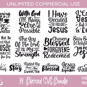 14 Gesegnete Zitate SVG-Bundle, christliches SVG, religiöses SVG für Cricut- und Silhouette-Designs, Sublimationsdesigns, lasergraviert
