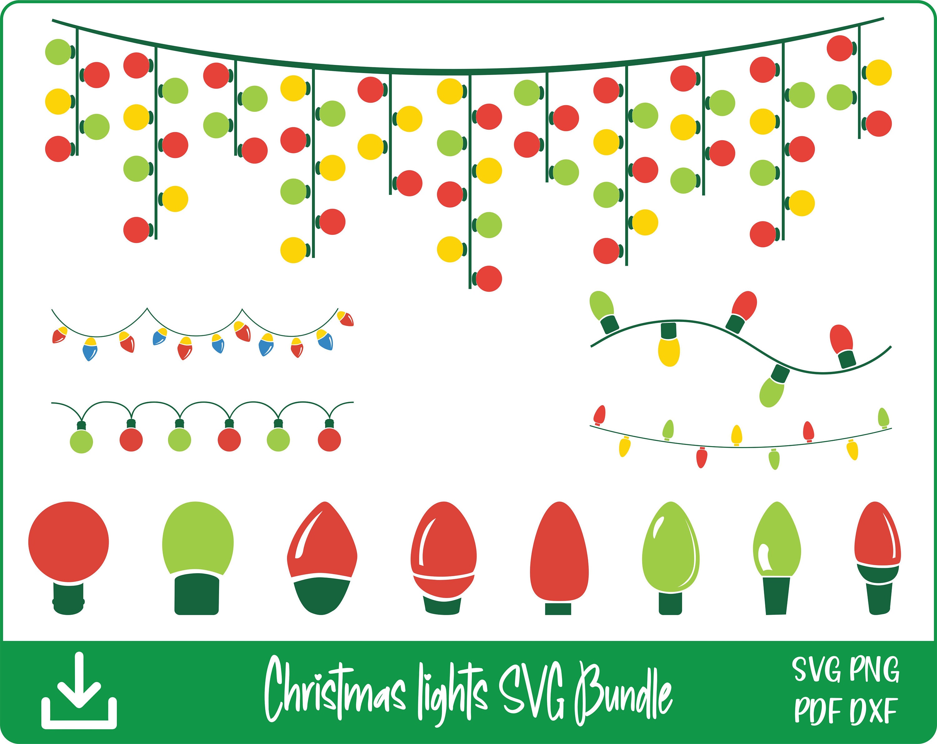 Christmas Lights SVG, String of Christmas Lights SVG, Merry Christmas ...