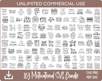 103 Motivierende Zitate SVG Bundle, Inspirierende SVG, Positive SVG für Cricut & Silhouette Designs, Sublimationsdesigns, Lasergravur