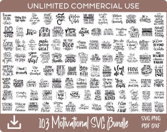 103 Motivational Quotes SVG bundle, Inspirational SVG, Positive SVG  for Cricut & Silhouette designs, sublimation designs, laser engraved