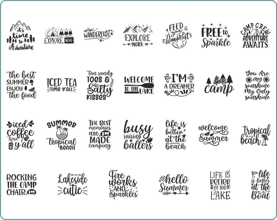 124 Camping Quotes SVG Bundle, Camper SVG, Summer SVG, Hiking Svg for ...