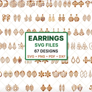 67 Orecchini SVG Bundle, Orecchini a goccia con foglia geometrica tagliata al laser (file di download digitale)