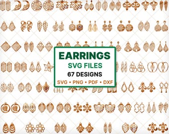 67 Earring SVG Bundle, Laser Cut Geometric Leaf Teardrop Earrings (Digital Download Files)