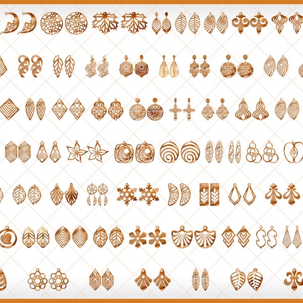 67 Earring SVG Bundel, Lederen Earring SVG, Laser Cut Oorbellen, Geometrische Oorbellen, Leaf Oorbellen, Teardrop Oorbellen