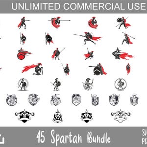 Pacchetto SVG Spartan Warrior - 45 illustrazioni audaci, caschi, scudi e pose di battaglia per loghi - Arte digitale