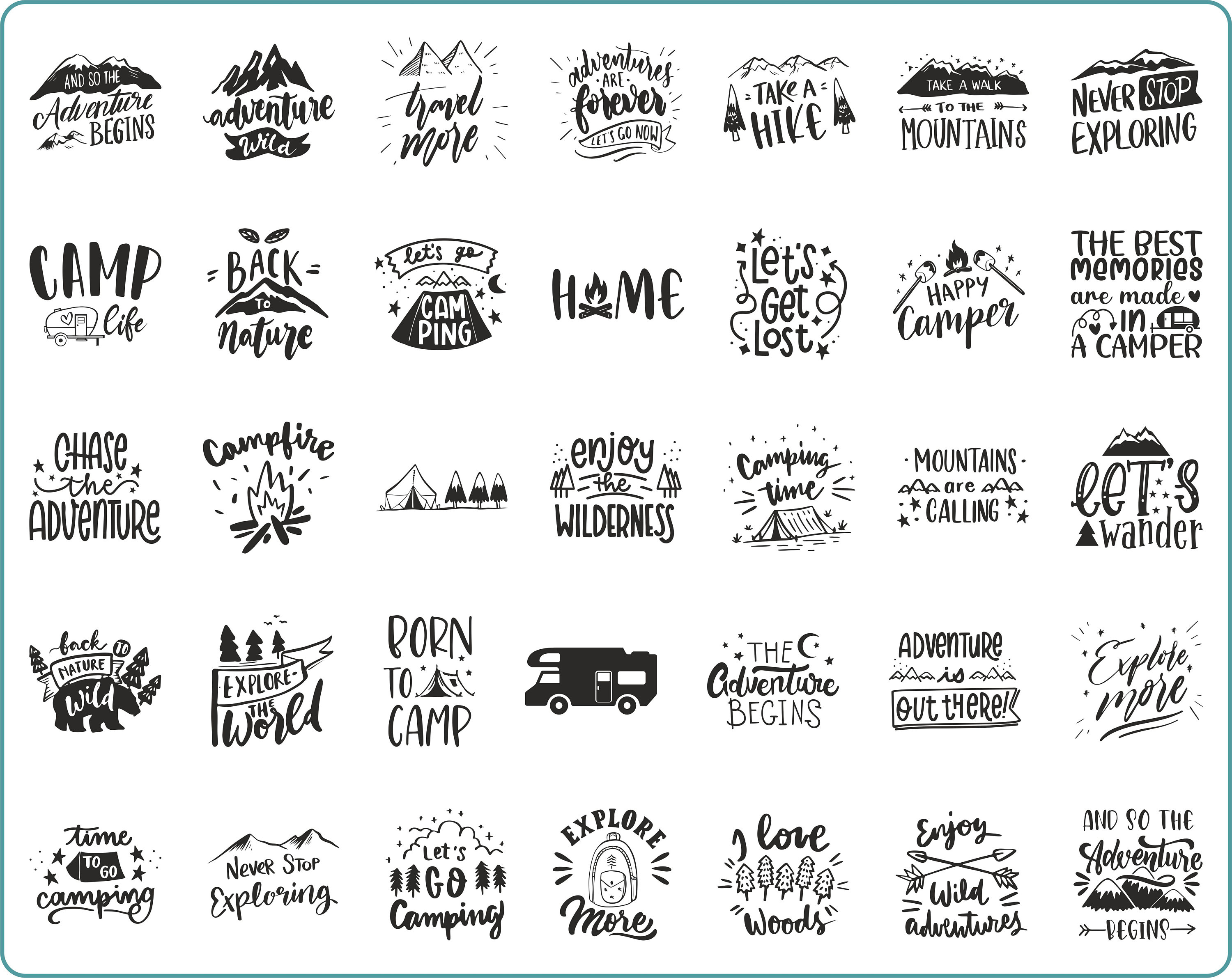 124 Camping Quotes SVG Bundle, Camper SVG, Summer SVG, Hiking Svg for