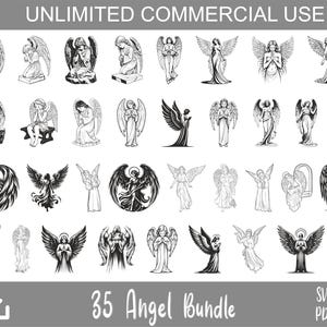Angelic SVG Bundle - Guardian Angel, Angel Wings, Silhouettes & Christian Designs for Crafts - Digital Download