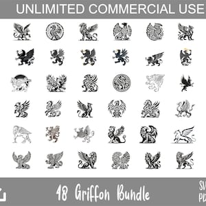 Griffin SVG Bundle - 48 Majestic Griffin Designs, Mythical Creature Clipart, Fantasy Vector & Cut Files