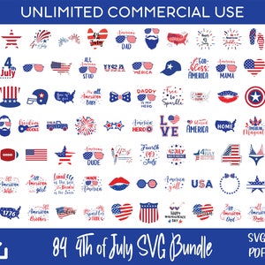 84 4th of july SVG Bundle, 4th of july, Patriotische SVG, USA svg für Cricut & Silhouette Designs, Sublimationsdesigns, laser graviert