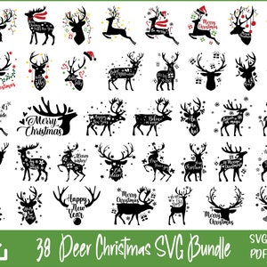 Weihnachten Hirsch SVG Bundle, Elch SVG, Rentier SVG, Dateien für Cricut, Silhouette