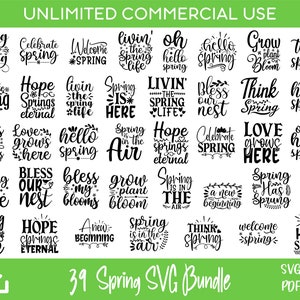 39 Spring Quotes SVG bundle, Hello Spring Svg, Spring Shirt Svg for Cricut & Silhouette designs, sublimation designs, laser engraved