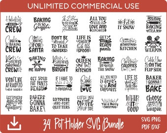 34 Pot Holder Quotes Svg Bundle, Cutting Board Svg, Kitchen Towel Svg, for Cricut & Silhouette designs, sublimation designs, laser engraved