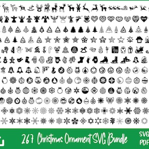 267 Christmas Ornament SVG Bundle, Tree Ornament SVG File, Christmas Decor Cut Files, Round Christmas Ornaments SVG, Glowforge Christmas svg