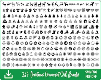 267 Christmas Ornament SVG Bundle, Tree Ornament SVG File, Christmas Decor Cut Files, Round Christmas Ornaments SVG, Glowforge Christmas svg
