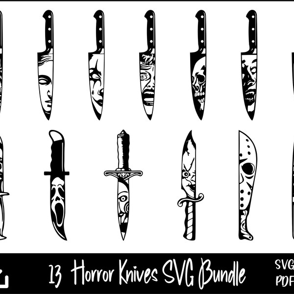 Cuchillo de película de terror SVG, Michael Myers SVG, Chucky svg, Jason svg, verdadero crimen svg, Halloween svg