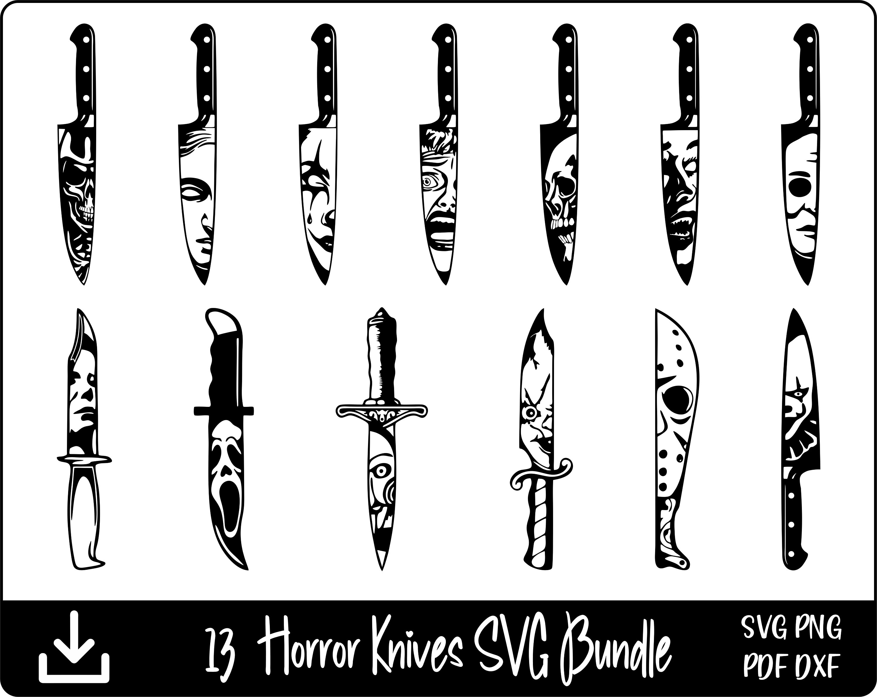 Horror Movie Knife SVG, Michael Myers SVG, Chucky Svg, Jason Svg