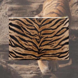 Vintage Tiger Pouch Aesthetic Pencil Case Pinterest Girl Gifts for Teens Accessories Boho Makeup Bag Tiger Print Pattern Y2K Cute Pouches