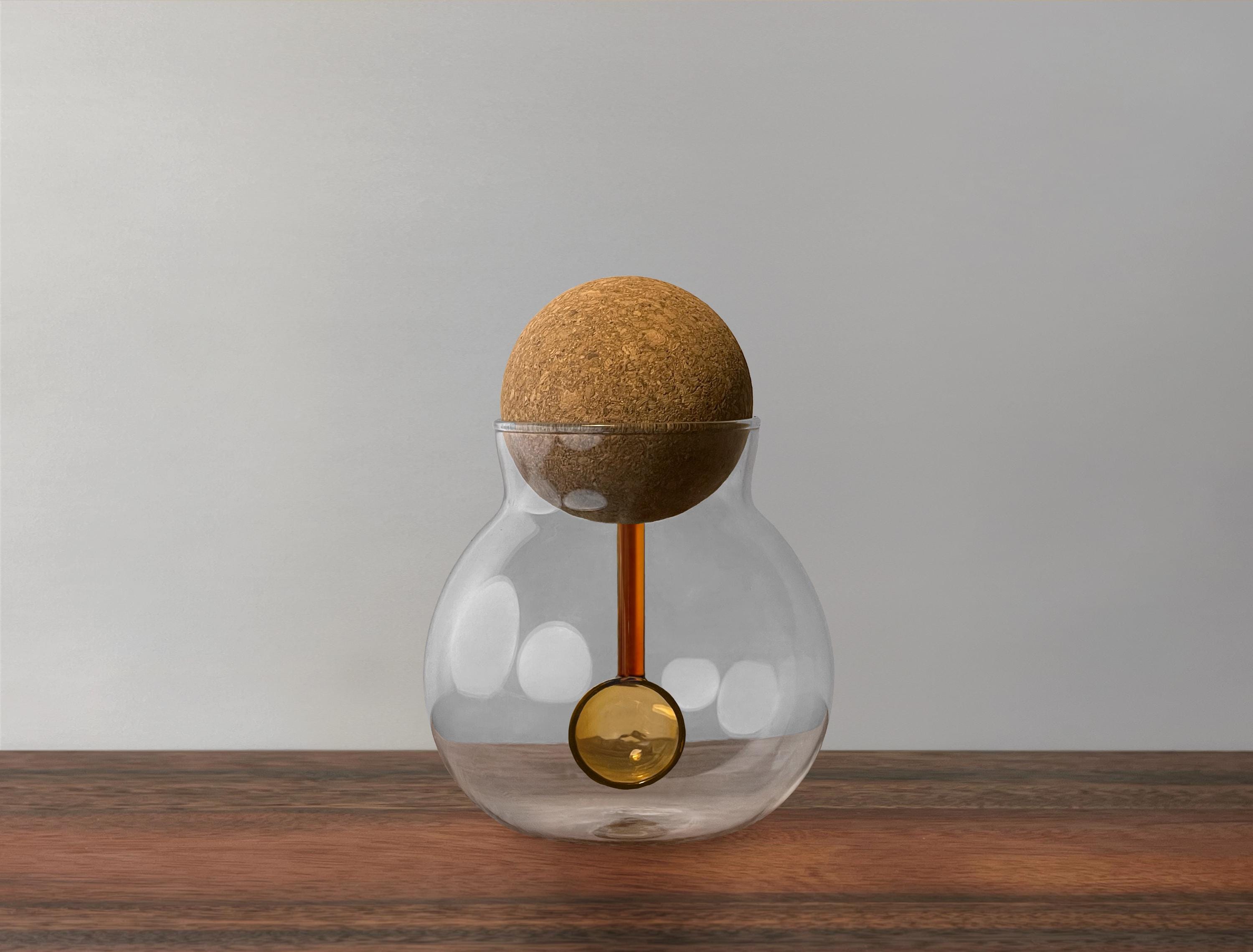 Spherical Jar Decorative Spherical Glass Container/jar With Cork Ball Lid and Inset ...
