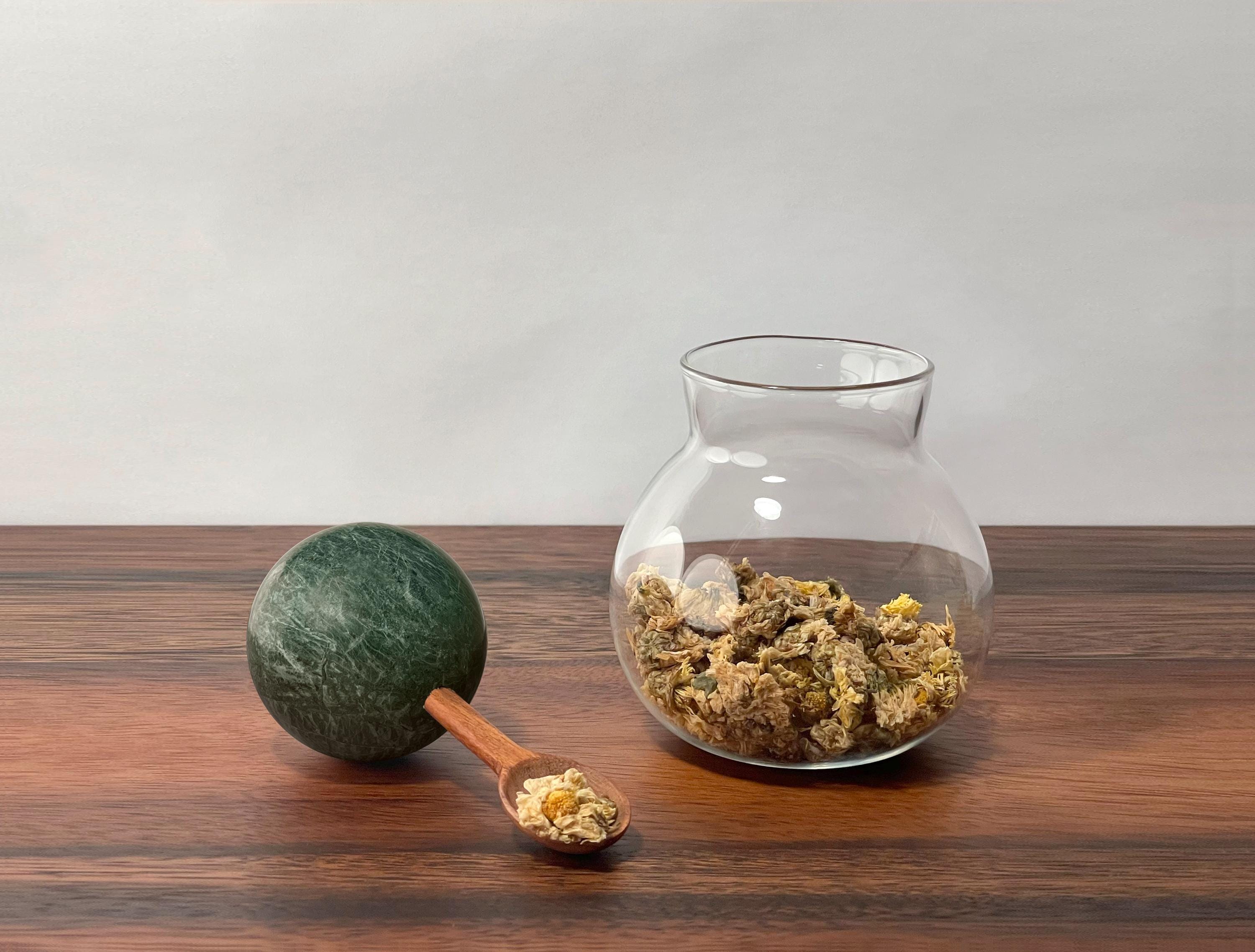 Spherical Jar Decorative Spherical Glass Container/jar With White Marble, Red Marble ...