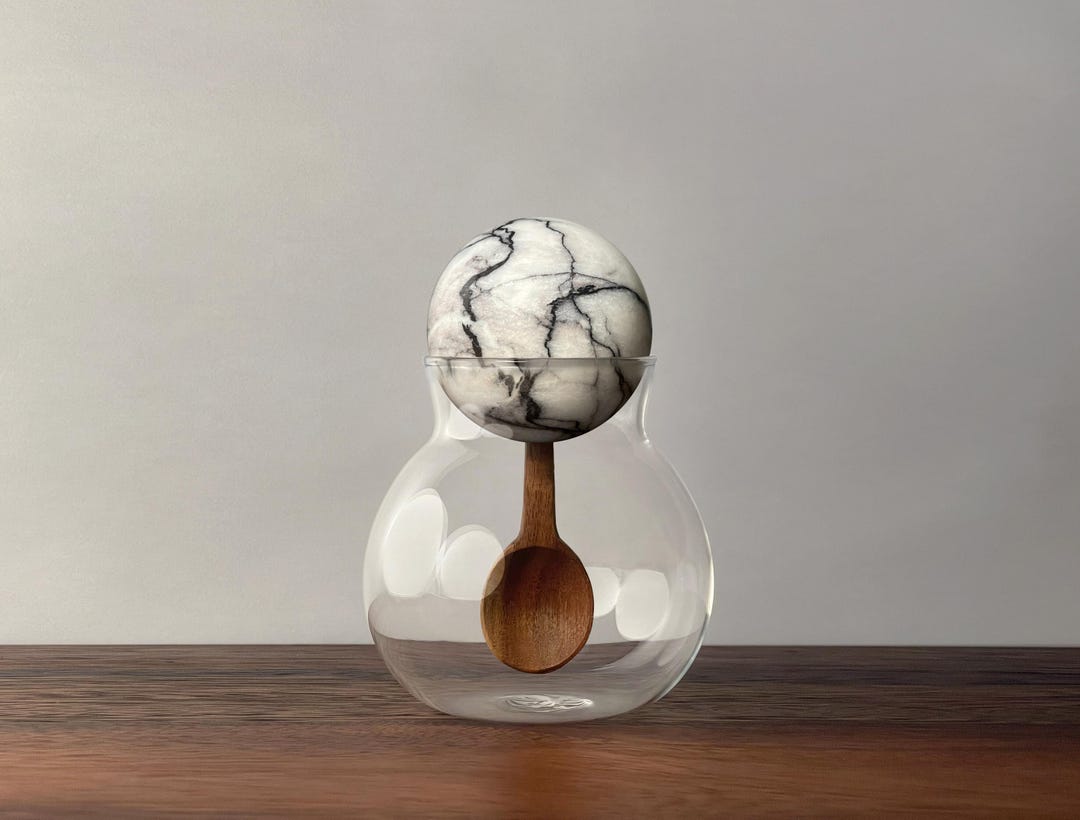 Spherical Jar Decorative Spherical Glass Container/jar With White Marble, Red Marble ...