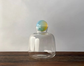 Decorative Glass Bottle with Opalite Crystal Ball Lid