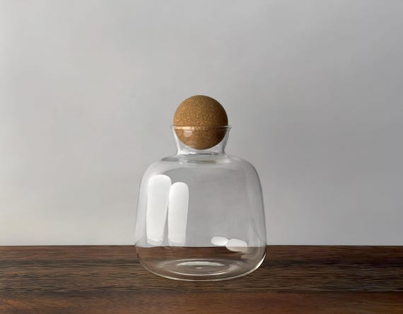 Decorative Glass Bottle with Opalite Crystal Ball Lid or Cork Ball Lid