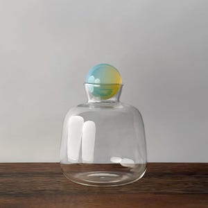 Decorative Glass Bottle with Opalite Crystal Ball Lid or Cork Ball Lid
