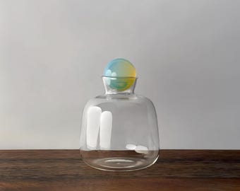 Decorative Glass Bottle with Opalite Crystal Ball Lid or Cork Ball Lid