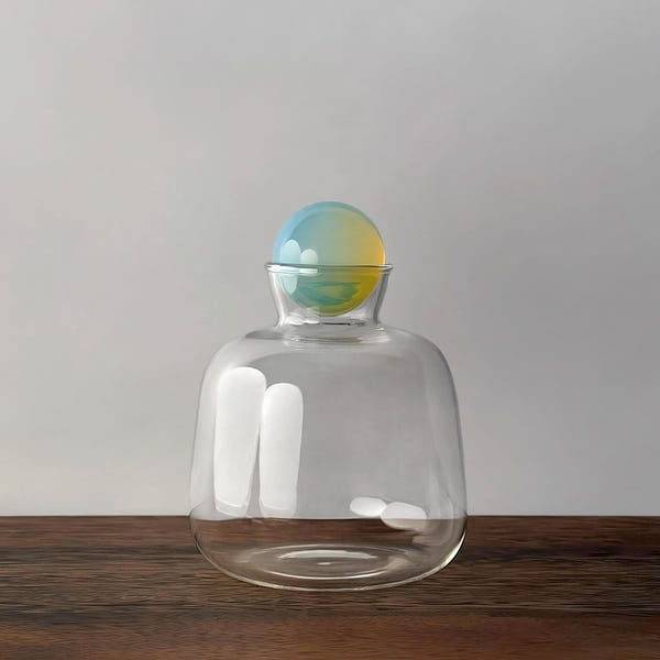 Decorative Glass Bottle with Opalite Crystal Ball Lid or Cork Ball Lid