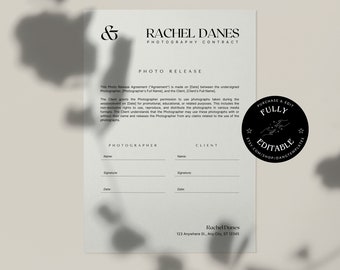 Professionelle Fotografie-Print-Release-Vorlage | Bearbeitbare Canva Form | Kundenvereinbarung | Foto Druck Erlaubnis | Digitaler Download 033