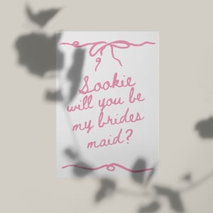 Bruidsmeisje voorstel kaartsjabloon | Wil jij mijn bruidsmeisje zijn? | roze strikken | Bruidsmeisje | personaliseren | afdrukbare digitale download | 0043
