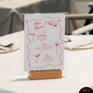 Bar, Drink Menu Template | Hand drawn & Handwritten scribble illustrated Whimsical Wedding Menu | Funky Printable Digital | 0039
