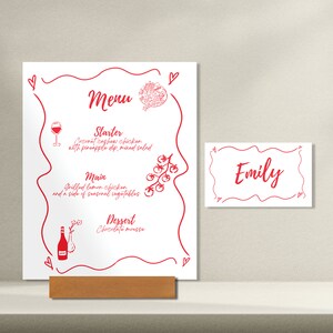Bar, Szablon Menu Napojów | Rysowane ręcznie i ilustrowane odręcznym bazgrołem Fantazyjne Menu Weselne | Funky Wydrukowane Cyfrowo | 0050