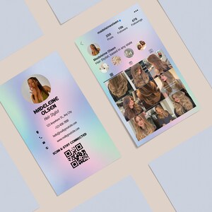 Instagram Business Card Canva Template | Digital Design | Nails Stylist, Make-up, Hair Stylist Card QR Code | Beauty, Hair Salon 008