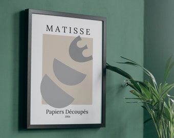 Matisse Inspired Neutral Minimalist Wall Art - Modern Abstract Home Decor