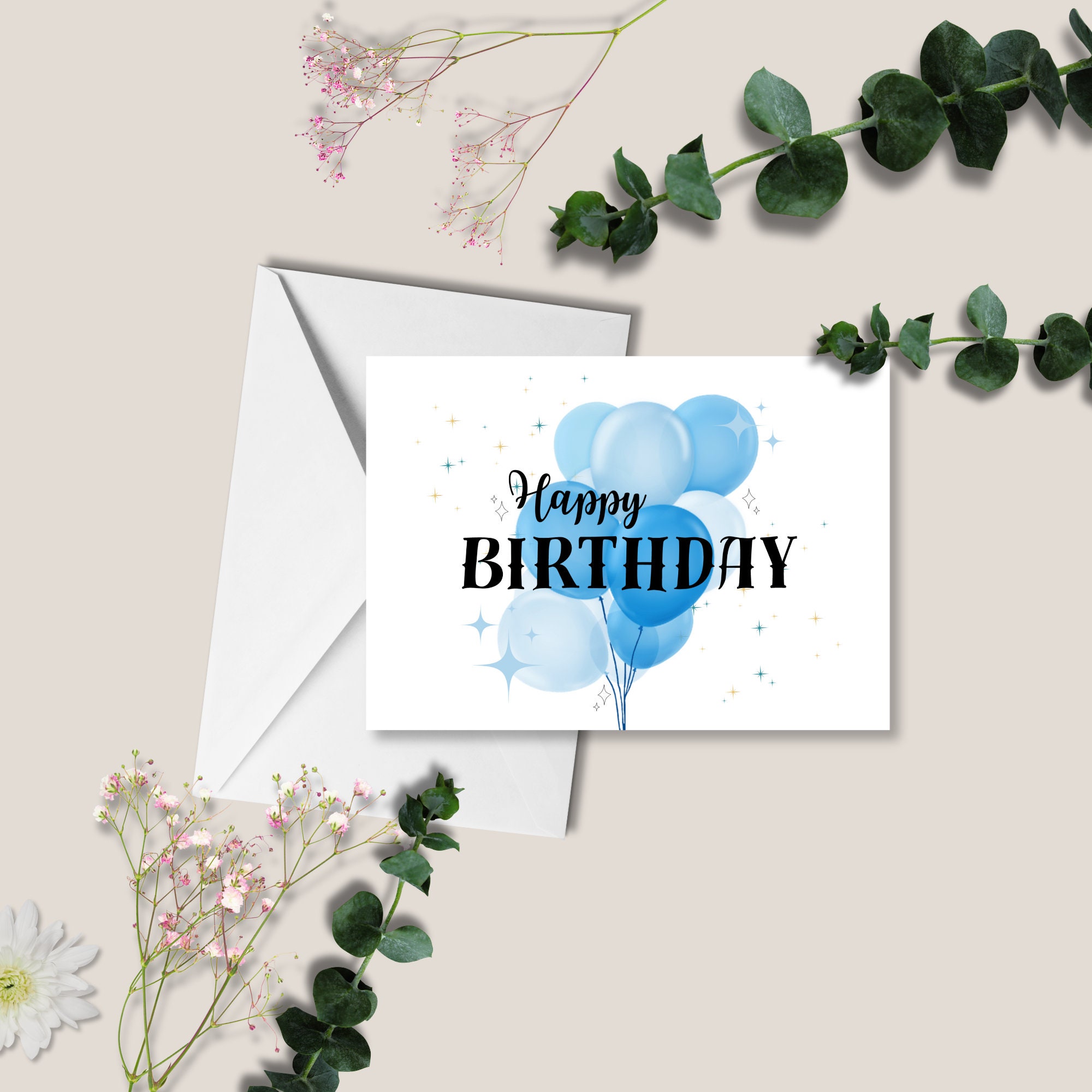 Happy Birthday Card, Digital Download, Printable Card, Happy Birthday ...