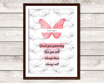 Valentine's Day Gift, 18 x 24 inches, Digital Download, Valentine Art, I Love you, Printable Design, Printable Wall Art, for her