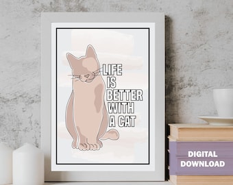 Cat Poster Digital Poster Digital print Download Artwork Living room poster Printable Wall Art Creative Artwork Cat Artwork