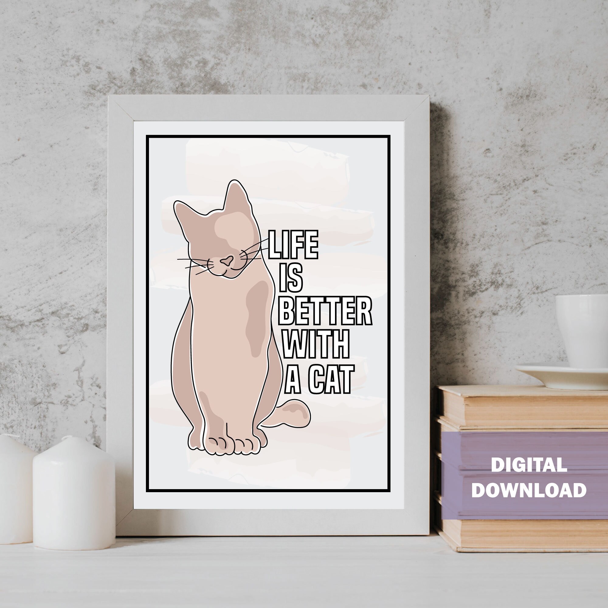 Cat Poster Digital Poster Digital Print Download Artwork Living Room ...