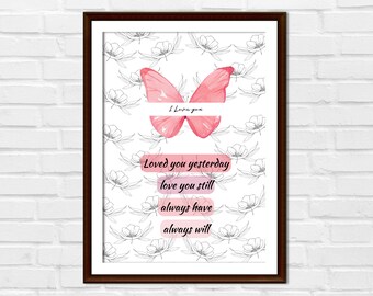 Valentine's Day Gift, 16 x 20 inches, Digital Download, I Love you, Printable Poster, Printable Wall Art, Valentine's Day gift for her